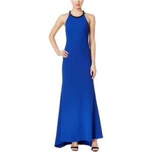 ✅Calvin Klein Formal Embellished Crepe Halter Dress NWT